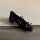  MQTIME  -  Women Mary Jane Shoes Exquisite Genuine Leather Low Heels for Woman Fashion Square Head Casual Shoe Designer Shoes Zapatos Mujer