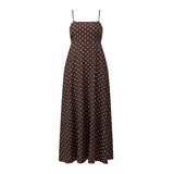 MQTIME  -  Women's Summer Slip Dress Dot Print Sleeveless Spaghetti Strap Backless Long A Line Dress with Pockets