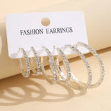 Mqtime prom jewelry 1-3 Pairs Set Sparkling Exaggerated Full Paved Rhinestones Round Circle Hoop Earrings for Women Simple Shiny Earring Jewelry
