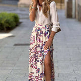 MQTIME  -  New Casual High Street Pleated Bohe Half Skirts Women Elegant Long Party Skirts 2025 Fashion Floral Printed Loose Holiday Skirts