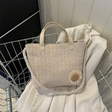 Mqtime Small clear fashion flower woven shoulder bag  retro minimalist square bag woven vegetable basket bag