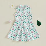 MQTIME  -  Girls Sleeveless A-line Dress with Turn Down Collar and Zip Up Closure featuring Fun Golf Print Design for Summer