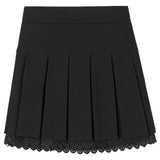 MQTIME -  Black Slim Fit High Waist Pleated Lace Mini Skirt Dress Woman A-line Short Skirt Female Sweet Girl Fashion Spring Summer Clothes