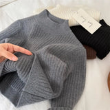 MQTIME  -  Toddler Kids Boys Sweater Solid Color Thicken Warm Little Girls Knitwear New Winter Round Neck Infant Baby Girl Pullovers