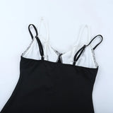 MQTIME  -  Lace Color Patchwork Bows Camisole Jumpsuits Women Sexy V Neck Spaghetti Straps Backless Skinny Capris Rompers Street Overalls