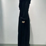 MQTIME  -  Women Off‑Shoulder Ruffle Maxi Dress Long Lantern Sleeve Smocked Waist Bohemian Flowy Long Dress Casual Beach Vacation Sundress