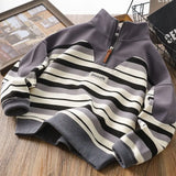 MQTIME  -  Boys Autumn Striped Sweatshirt Children Wrm Pullover Kids casual Loose Tops Teenage Fashion Warm Jumper 4-14 Years Old