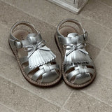 MQTIME  -  Cute Children Girls Tassel Peep-toe Sandals New Soft Hook & Loop Silver Sandals Kids Princess Non-slip Casual Sandals