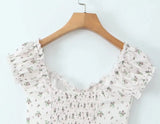 MQTIME  -  Summer New Style Strap Sweet Fragmented Flower Waist Bubble Sleeve Slimming Dress Short Skirt