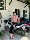  MQTIME  -  Y2K Stylish Streetwear Faux Two-Piece Splicing Design Loose Fit Versatile Straight Cut Cropped Trousers
