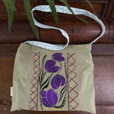 MQTIME  -  Original Floral Illustration Heavy Embroidery Tulip Canvas Single Shoulder Crossbody Bag
