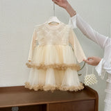  MQTIME  -  Girls Tulle Dress New Children Layers Mesh Gown Kids Autumn Spring Long Sleeve Dresses Princess Birthday Party Clothing 2-10Y