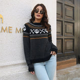 Mqtime Women sweater Halloween Ghost Vintage polka Dot long sleeve knit tops autumn winter loose crew neck warm knitwear for Women