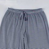 MQTIME  -  New women's clothing, simple blue striped knitted casual pants, women's loose sports beach straight-leg trousers