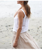 MQTIME  -  100% Linen Tops Button Down Solid Color Crop Tops Femme Boho Camis Holiday Solid Color Tank Tops Holiday Vest