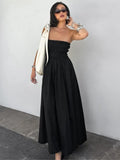 MQTIME  -  Sexy Sleeveless Strapless Long Dress Women Summer 2025 New Fashion Black Slim Dresses Female Cssual Beach Vacation Midi Dress