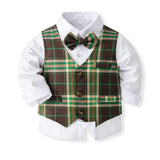 MQTIME  -  4Piece Spring Baby Boy Luxury Clothes Korean Outfit Set Fashion Gentleman Vest+Shirt+Pants+Tie Children Boutique Clothing BC1568