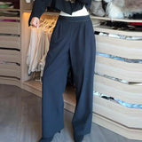  MQTIME  -  Fashion Patchwork Waist Long Pants For Women Elegant Wide Leg Baggy Trousers Lady 2026 Spring New Casual Sport Street Chic Pants