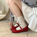 MQTIME  -  New Spring Women Pumps Round Toe Low Heel Shoes Leather Shoes for Women rivet Buckle Strap Mary Janes Ladies Shoes