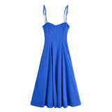 MQTIME  -  Summer New Fashion Versatile Women Strap Dress Simple Solid Color Female Slimming Dresses
