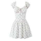 MQTIME  -  Summer New Style Strap Sweet Fragmented Flower Waist Bubble Sleeve Slimming Dress Short Skirt