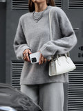 MQTIME  -  Fluffy Mohair Sweater Women Oversize Slouchy Long Sleeve Round Neck Autumn Cozy Knitwear Women Knit Sweet Lady Jumper 2025
