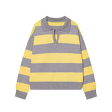  MQTIME  -  Autumn High Street Chic Women Fashion Striped Knitted Sweater Women Long Sleeve Vintage Style Casual Pullover Tops