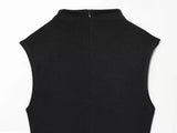 MQTIME  -  Women Mesh Splice Long Dresses Spring Summer Female Chic French Elegant Stand Collar Zip Sleeveless Vest Dress Lady Party Dress
