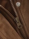 MQTIME  -  Women Elegant Suede Brown Bomber Jackets Fashion Ladies Casual Loose Outfits for Vintage Female Chic Clothes Cute