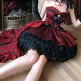 MQTIME  -  Handmade Rose Nebula Gothic Red Lolita Evening Wedding Dress Girls Birthday Party Bar Mitzvah Trailing Lolita Princess Dress