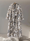 MQTIME  -  Vintage Leopard Print Faux Fur Winter Long Coats Women Thicken Warm Maxi Coat Female 2024 Casual High Street Lady Loose Outwears