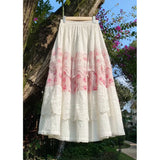 MQTIME  -  Country-style Half-skirt for Women, Spring Lace Splicing, College-style, Summer New Design, Retro A-line Skirt