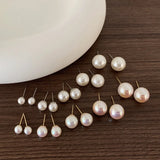 Mqtime Retro French Freshwater Pearls Stud Earrings Autumn Winter Trendy Vintage Female Simple Classic Pearl Earrings Jewelry