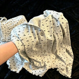 MQTIME  -   Pajama Set Autumn Korean Style Heart Bow Print Long Sleeve Cute Loungewear Ruffle Trim Button Up Home Sleepwear Korean Style