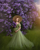  MQTIME  -  Sage Green Maternity Robes Photoshoot Customized Simple Tulle Ruffles Pregnancy Dresses For Photo Shoot Women Dress Baby Shower