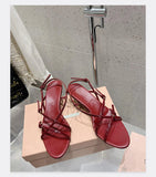 MQTIME  -  Spring/Summer New Retro High Heel Strap One Button Open Toed Sandals for Women