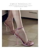 MQTIME  -  Rhinestone Hollow Sandals Temperament Loop Trip Cross Strap High Heels Open Toe Buckle Stiletto Single Shoes