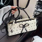 MQTIME  -  Korean Y2k  Large Capacity Handbag Shoulder Bags Retro Cute Bow Lace Ballet Style Points Women's Bag Tote Bags Beach Bag Purse