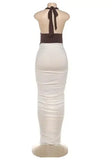 MQTIME  -  Party Dresses Women Temperament Commuting Autumn & Winter New Women's Fashion Contrasting Splicing Halter Sexy Wrap Dress