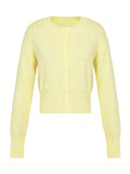 MQTIME  -  New Round Neck Long Sleeve Cardigan With Buttons Top Lightweight Warm For Fall Winter Women's Sweater Fashion Items Top Cardigan