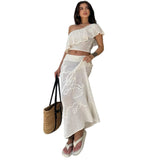 MQTIME  -  Spring and Autumn New Beach Blouse Sexy Slanted Shoulder Hollow Beach Dress Bikini Dress