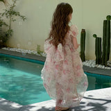 MQTIME  -  Children Girls Summer Princess Dress Bubble Short Sleeve Babys Girl Birthday Party Dress Floral Printed Kids Girl Bow Tail Dress