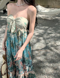 MQTIME  -  Beach Boho Floral Midi Dress Women Casual Y2k Clothing Bodycon Sexy Dress Even Party One Piece Dress Korean Fashion Sleeveless