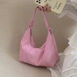 MQTIME  -  Elegant Pink Shoulder Bag for Women Luxury Designer Soft Fashion Handbag Exquisite Literary Solid Color Female Armpit Bag