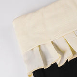 ﻿ MQTIME  -  Autumn Color Patchwork Lapel Waist Ruffles Slim Flare Pants Women Fashion Casual Streetwear Boot Cut Trousers All Matching