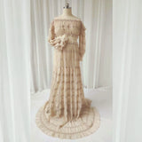 MQTIME  -  Bohemian Photoshoot Pregnancy DressOne Shoulder Pleated Chiffon Elegant Two Piece Dress Set Maternity Dresses for Baby Showers