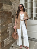  MQTIME  -  Retro Suede Female Jacket Chic Single Breasted Long Sleeve Lapel Loose Blazer Coat Women Eraly Autumn Street Lady Outerwear