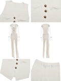 MQTIME  -  Knitted Straight Leg Pants 2 Piece Set Women's V-Neck Crop Tank Top High Rise Trousers Elegant Commuting Fashion Outfit