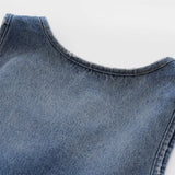 MQTIME  -  2024 Summer New Product Women's Fashion Slim Fit Round Neck Pullover Waist Belt Sleeveless Denim Tank Top