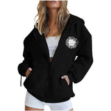 MQTIME  -  Women Zipper Hoodies Spring Autumn Fashion Print Sweatshirts Loose Tops Hip Hop Harajuku Jackets Female Casual Outerwear